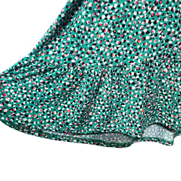 Torrid Wrap Dress NWT Size 5X Green Knit Pebble Print Puff Sleeve Ruffle Hem - Picture 7 of 16